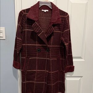 Cleo Maroon Checkered Women's Blazer